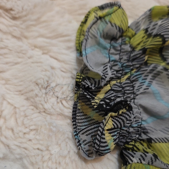 Plaid Ruffle Button-Front Top - Green/Blue/Black - Picture 9 of 9